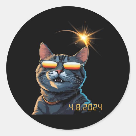 Solar 2024 Eclipse Cat Dragen Eclipse Bril Ronde Sticker (Voorkant)