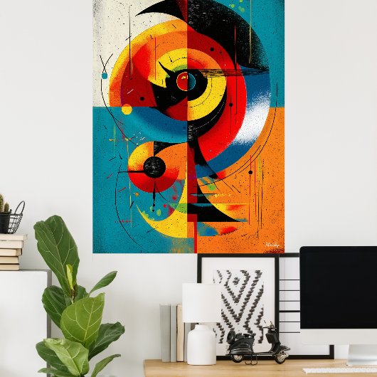 Solar Axis – Mid-Century Bauhaus Symmetry Wall Art Poster (Thuiskantoor)
