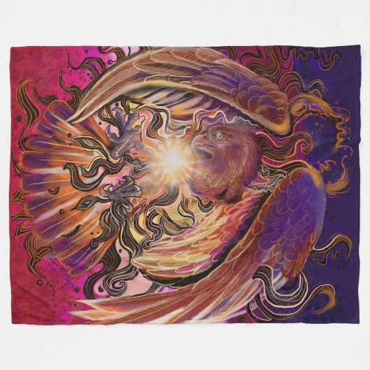 Solar Burst Hawk Fleece Deken (Voorkant (Horizontaal))