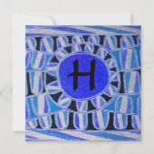 SOLAR CHAMPAGNE MONOGRAM, blauw turquoise zwart Kaart (Voorkant)