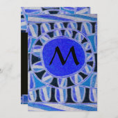 SOLAR CHAMPAGNE MONOGRAM, blauw turquoise zwart Kaart (Voorkant / Achterkant)