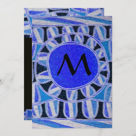 SOLAR CHAMPAGNE MONOGRAM, blauw turquoise zwart Kaart (Voorkant / Achterkant)