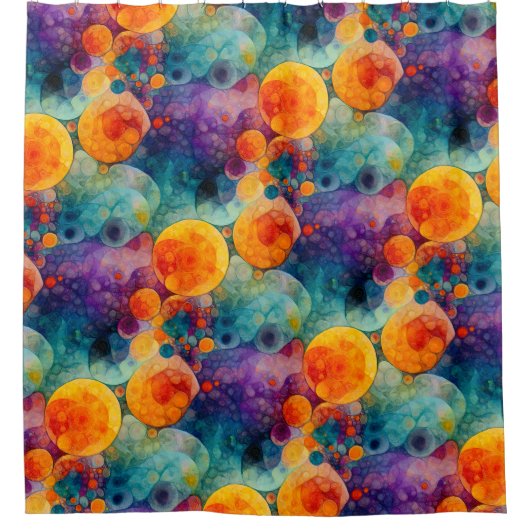 Solar Drift Vibrant Fractal Art Abstract Pattern Douchegordijn (Voorkant)