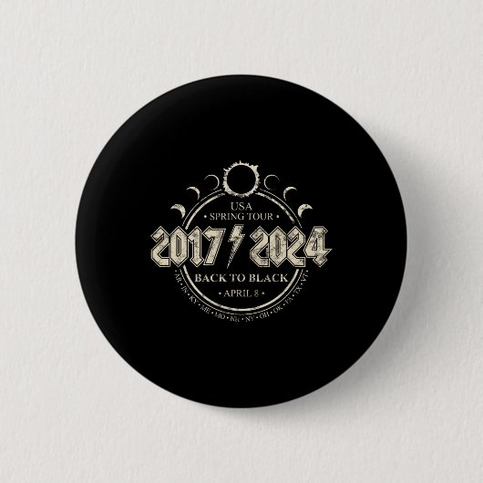 Solar Eclipse 20172024 Terug naar zwart USA Spring Ronde Button 5,7 Cm (Voorkant)