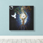 Solar Eclipse 2017 Sacred Union Canvas Afdruk (Insitu (Houten vloer))