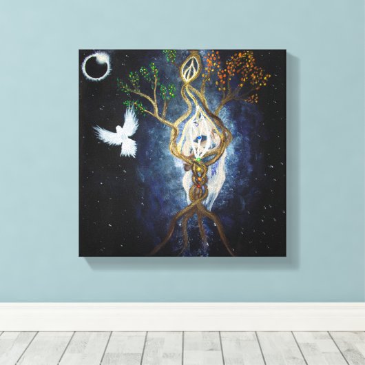 Solar Eclipse 2017 Sacred Union Canvas Afdruk (Insitu (Houten vloer))