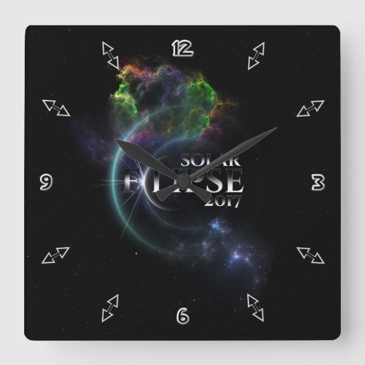 Solar Eclipse 2017 Vierkante Klok (Voorkant)