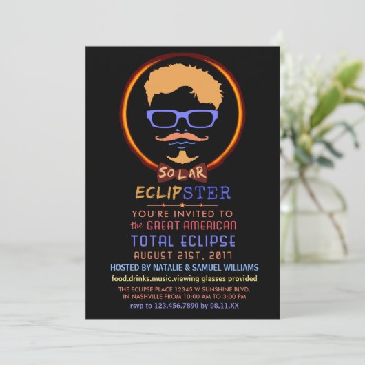 Solar Eclipse 2017 Viewing Party Funny Hipster Kaart (Staand voorkant)