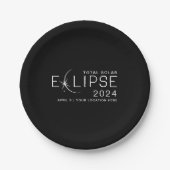 Solar Eclipse 2024 Aangepaste locatie Eclipse Part Papieren Bordje (Voorkant)