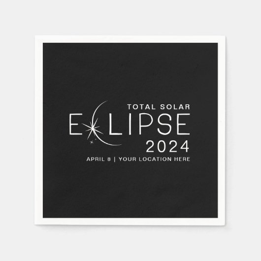 Solar Eclipse 2024 Aangepaste locatie Eclipse Part Servet (Voorkant)