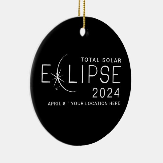 Solar Eclipse 2024 Aangepaste locatie Foto Keepsak Keramisch Ornament (Rechts)