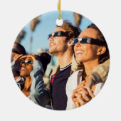 Solar Eclipse 2024 Aangepaste locatie Foto Keepsak Keramisch Ornament (Achterkant)