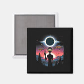 Solar Eclipse 2024 Alien April 8 Amerika Totalitei Magneet (Voorkant / Achterkant)