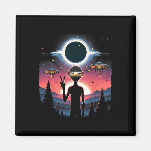 Solar Eclipse 2024 Alien April 8 Amerika Totalitei Magneet (Voorkant)