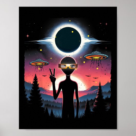 Solar Eclipse 2024 Alien April 8 Amerika Totalitei Poster (Voorkant)
