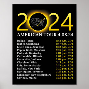 Solar Eclipse 2024 Amerikaanse Tour 2024 Totality Poster