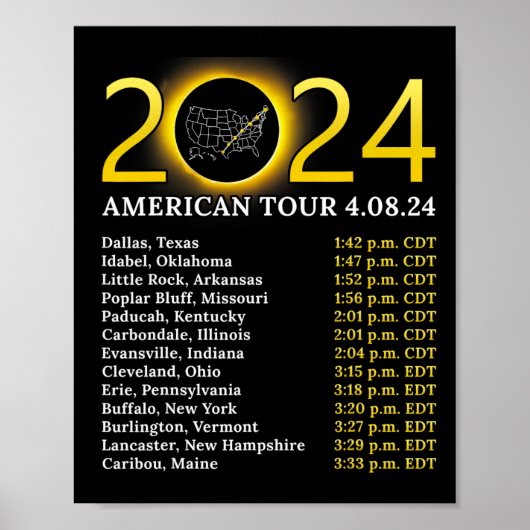 Solar Eclipse 2024 Amerikaanse Tour 2024 Totality  Poster (Voorkant)