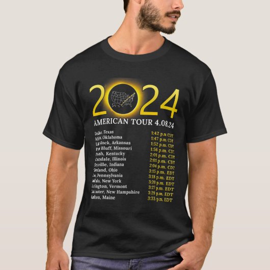 Solar Eclipse 2024 Amerikaanse Tour 2024 Totality T-shirt (Voorkant)