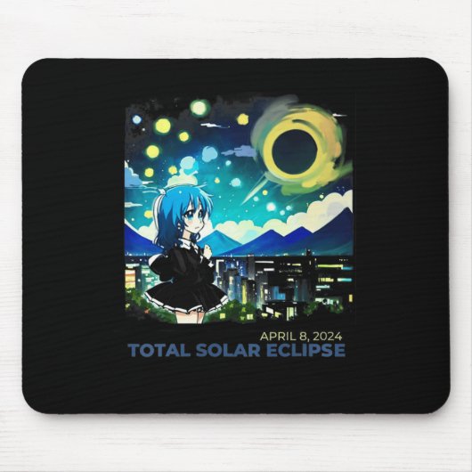 Solar Eclipse 2024 Anime Style Art Muismat (Voorkant)
