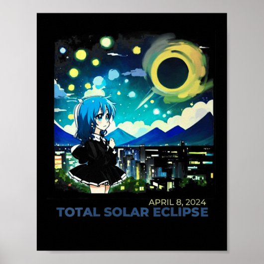 Solar Eclipse 2024 Anime Style Art Poster (Voorkant)