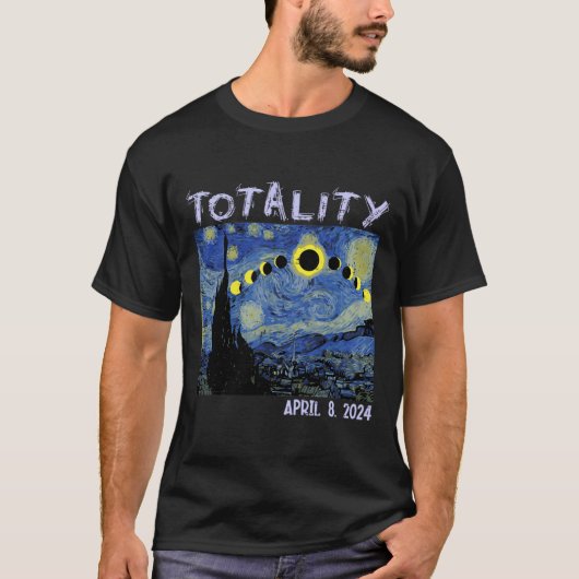 Solar Eclipse 2024 Art Totality April 8 Mannen Vro T-shirt (Voorkant)