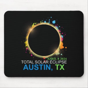 Solar Eclipse 2024 Austin Texas Kleurrijke Totalit Muismat