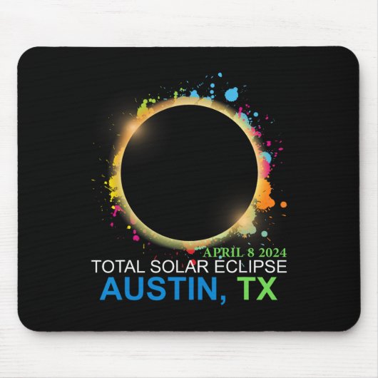 Solar Eclipse 2024 Austin Texas Kleurrijke Totalit Muismat (Voorkant)