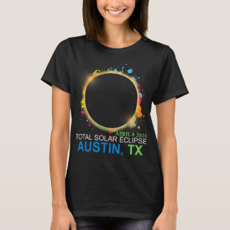 Solar Eclipse 2024 Austin Texas Kleurrijke Totalit T-shirt