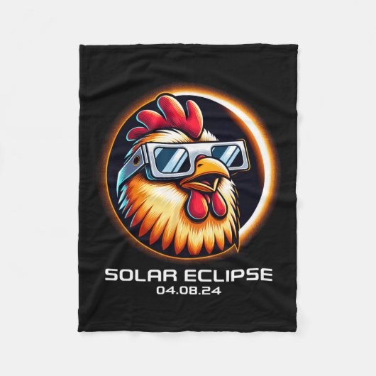Solar Eclipse 2024 Chicken Totality Schattigee Mat Fleece Deken (Voorkant)