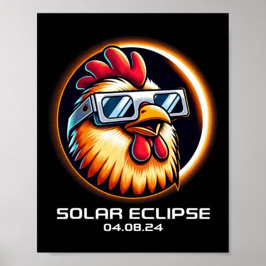 Solar Eclipse 2024 Chicken Totality Schattigee Mat Poster (Voorkant)