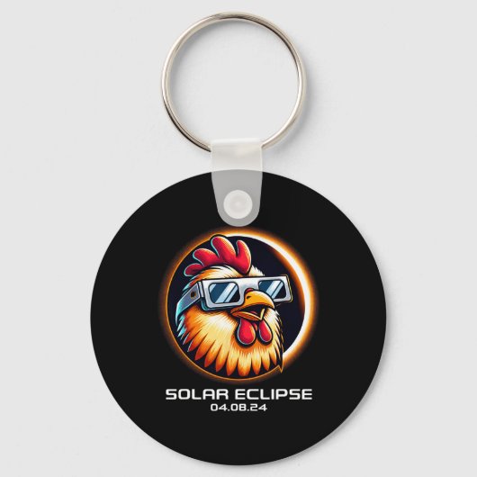 Solar Eclipse 2024 Chicken Totality Schattigee Mat Sleutelhanger (Voorkant)