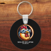 Solar Eclipse 2024 Chicken Totality Schattigee Mat Sleutelhanger (Voorkant)