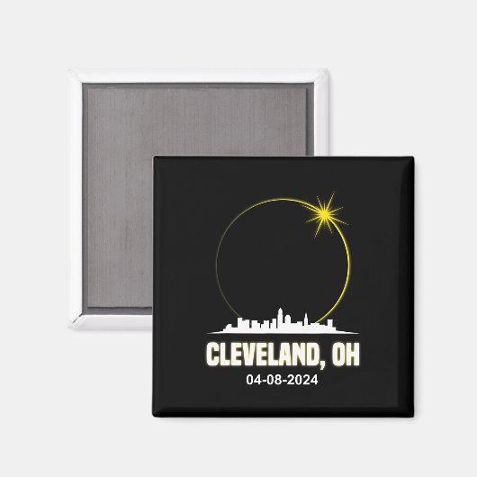 Solar Eclipse 2024 Cleveland Skyline Ohio Solar Ec Magneet (Voorkant / Achterkant)