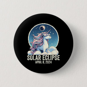 Solar Eclipse 2024 Eenhoorn Dragen Bril April 8 Ronde Button 5,7 Cm