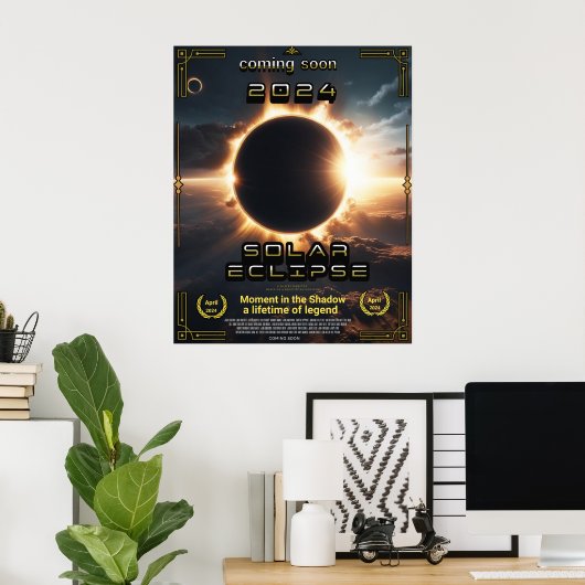 Solar Eclipse 2024 filmstijl Poster (Thuiskantoor)