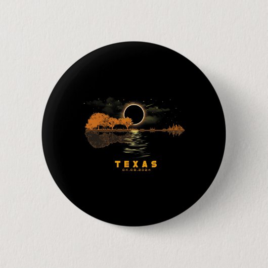 Solar Eclipse 2024 Gitaar 04.08.24 Totaliteit Texa Ronde Button 5,7 Cm (Voorkant)