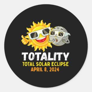 Solar Eclipse 2024 Gles Funny Sun Moon Kinder Boys Ronde Sticker
