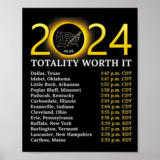 Solar Eclipse 2024 Grappige totaliteit waard Het T Poster (Voorkant)