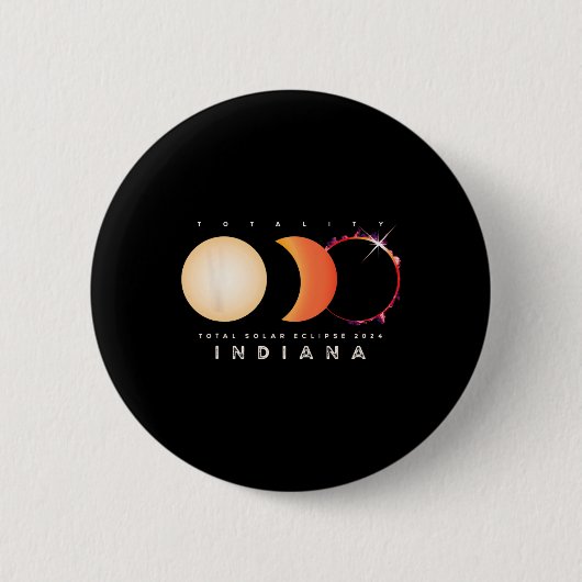Solar Eclipse 2024 Indiana Totale Eclipse Astronom Ronde Button 5,7 Cm (Voorkant)