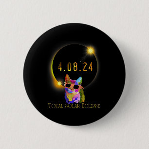 Solar Eclipse 2024 Kat Dragen Solar Eclipse Glas Ronde Button 5,7 Cm