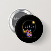 Solar Eclipse 2024 Kat Dragen Solar Eclipse Glas Ronde Button 5,7 Cm (Voorkant /achterkant)