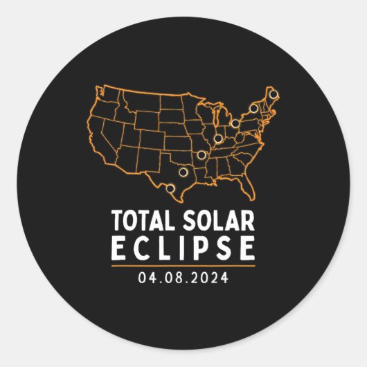 Solar Eclipse 2024 Party Amerika Totaal Us Ronde Sticker (Voorkant)
