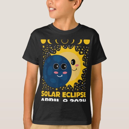 Solar Eclipse 2024 Schattigee Kinder Peuter Jongen T-shirt (Voorkant)