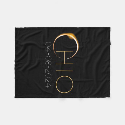 Solar Eclipse 2024 staat Ohio Totale Zonsverduiste Fleece Deken (Voorkant (Horizontaal))
