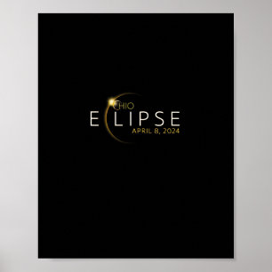 Solar Eclipse 2024 staat Ohio Totale Zonsverduiste Poster