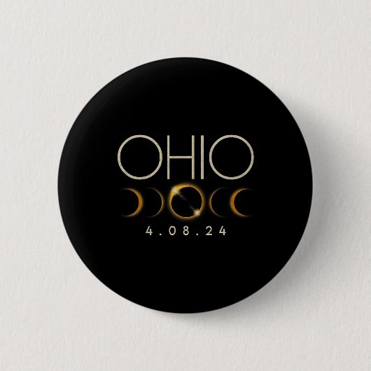 Solar Eclipse 2024 staat Ohio Totale Zonsverduiste Ronde Button 5,7 Cm (Voorkant)