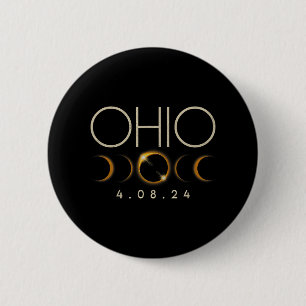 Solar Eclipse 2024 staat Ohio Totale Zonsverduiste Ronde Button 5,7 Cm