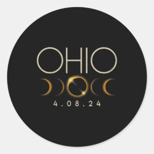 Solar Eclipse 2024 staat Ohio Totale Zonsverduiste Ronde Sticker