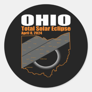 Solar Eclipse 2024 State Ohio Kaart Totaal Zonne-E Ronde Sticker
