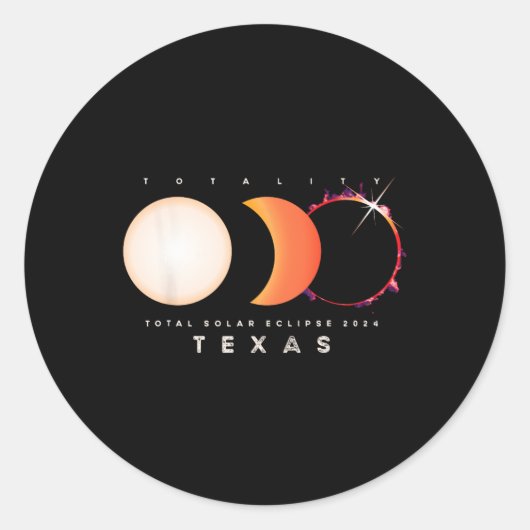 Solar Eclipse 2024 Texas Total Eclipse America Gra Ronde Sticker (Voorkant)